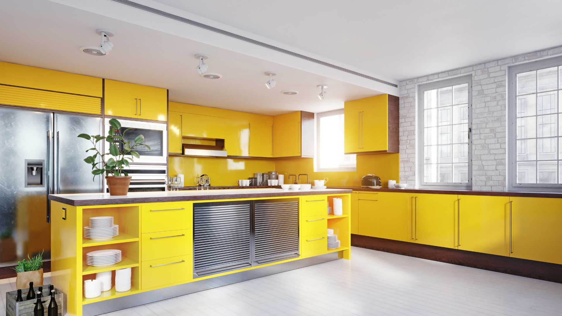 Bold Colorful Yellow Kitchen